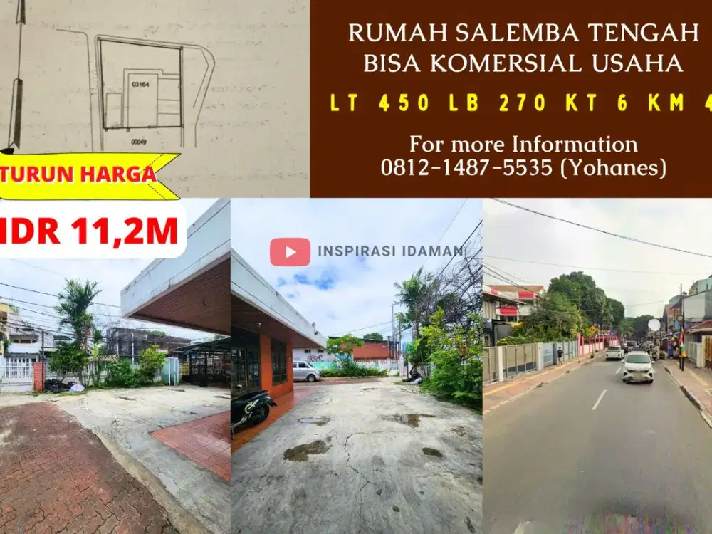 Rumah Salemba Tengah LT 450 m² Cocok Usaha & Komersial
