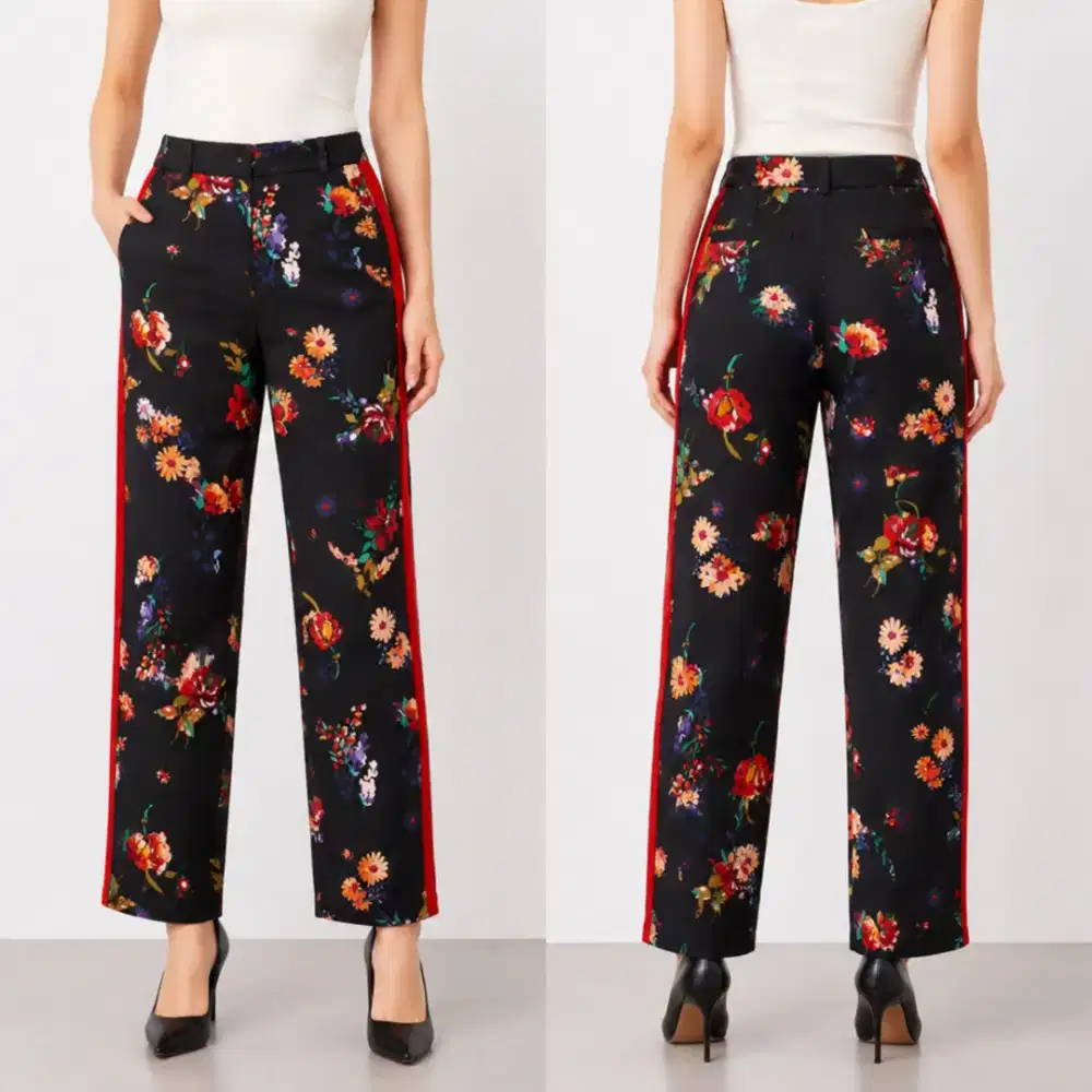 STRADIVARIUS CELANA FLORAL PRINT ASLI ORIGINAL BARU