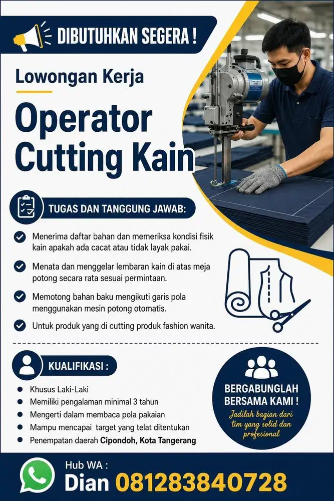 LOWONGAN KERJA CUTTING KAIN