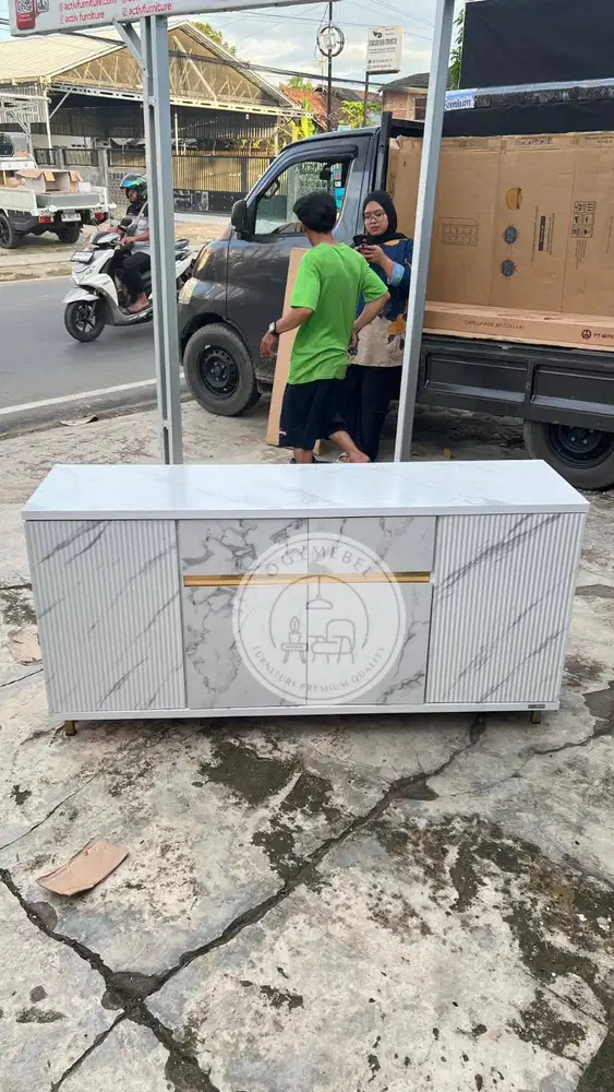 SALE ! BUFFET RUANGAN UK 150 MARBLE CANTIK TERLARIS