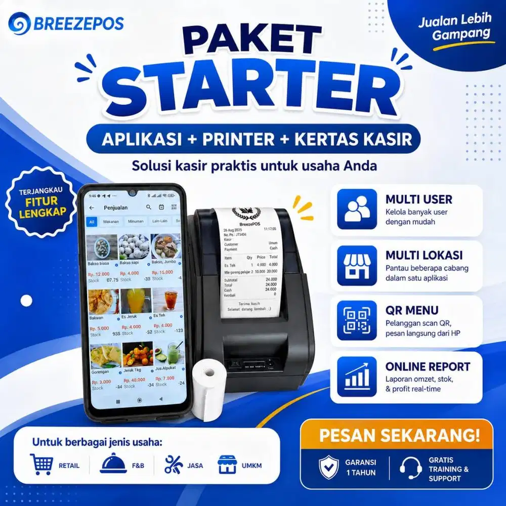 Paket Aplikasi kasir & Printer kasir untuk Usaha Retail & UMKM!
