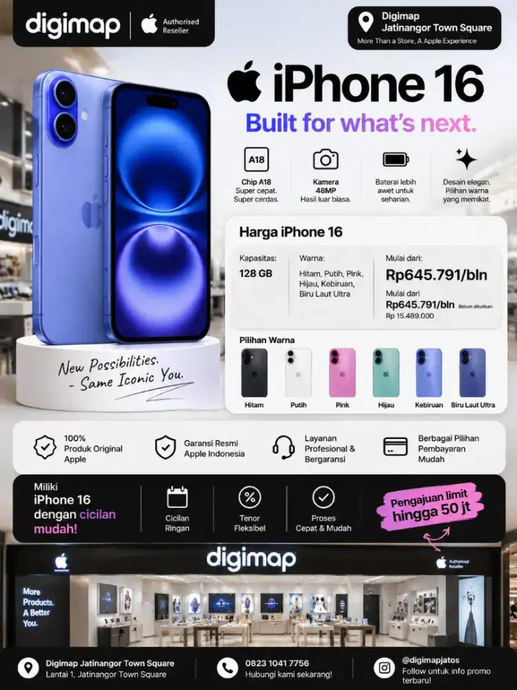Promo iPhone 16 128GB di Digimap Jatinangor Town Square!