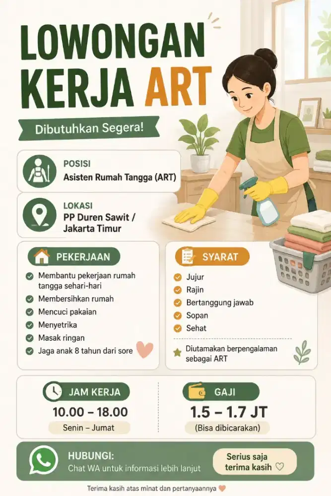 Dibutuhkan ART PP Duren Sawit