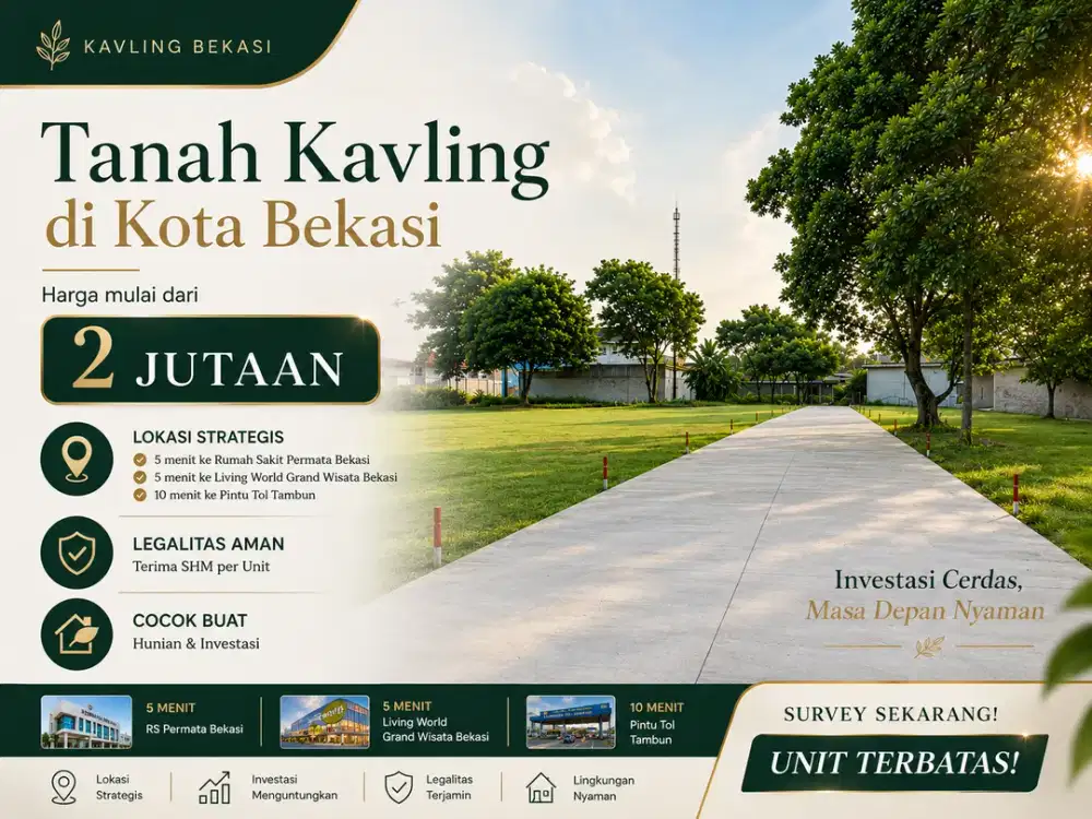 Kavling Murah Bekasi 2 Jt-an, Dekat Living World Grand Wisata, SHM