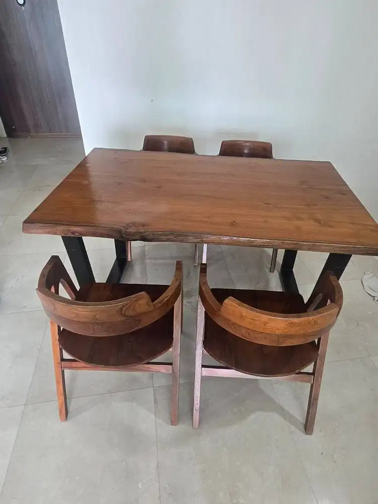 Meja Makan Kayu + kursi Jati Asli - Sangat Kokoh & Mulus