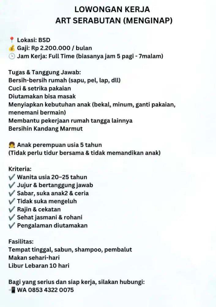 ART SERABUTAN BSD MENGINAP