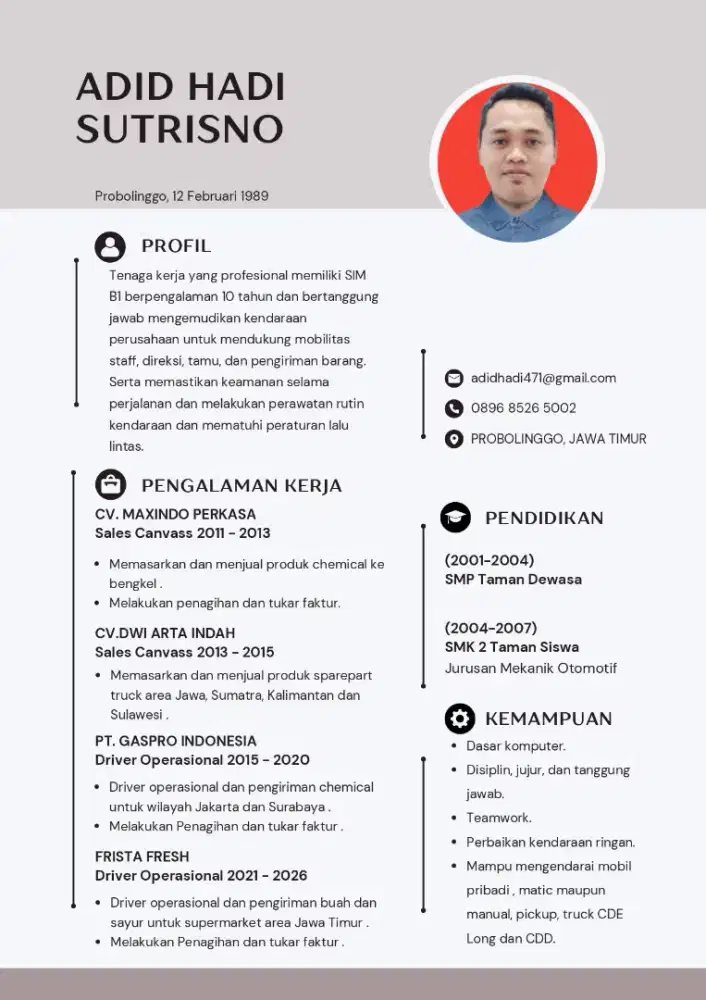 Cari lowongan pekerjaan driver