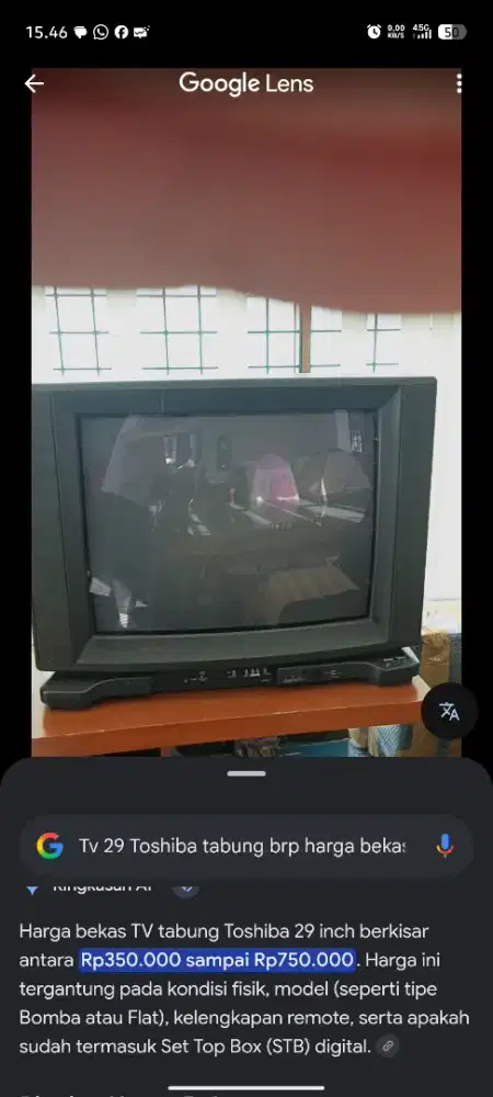 tabung (CRT) ukuran 29 inch toshiba