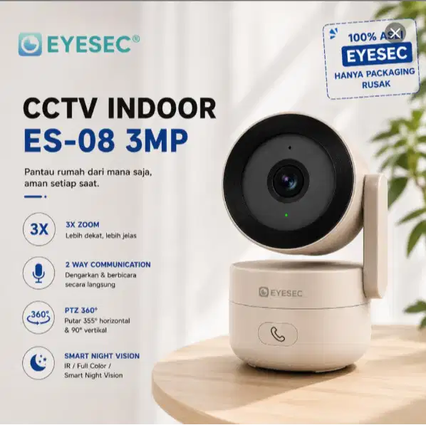 CUCIGUDANG EYESEC CCTV Indoor 3MP PTZ 360° | 3X Zoom | 2 Way Audio | N