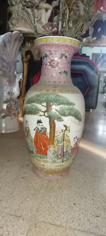 vas guci keramik porselen China bergaya Famille Rose]