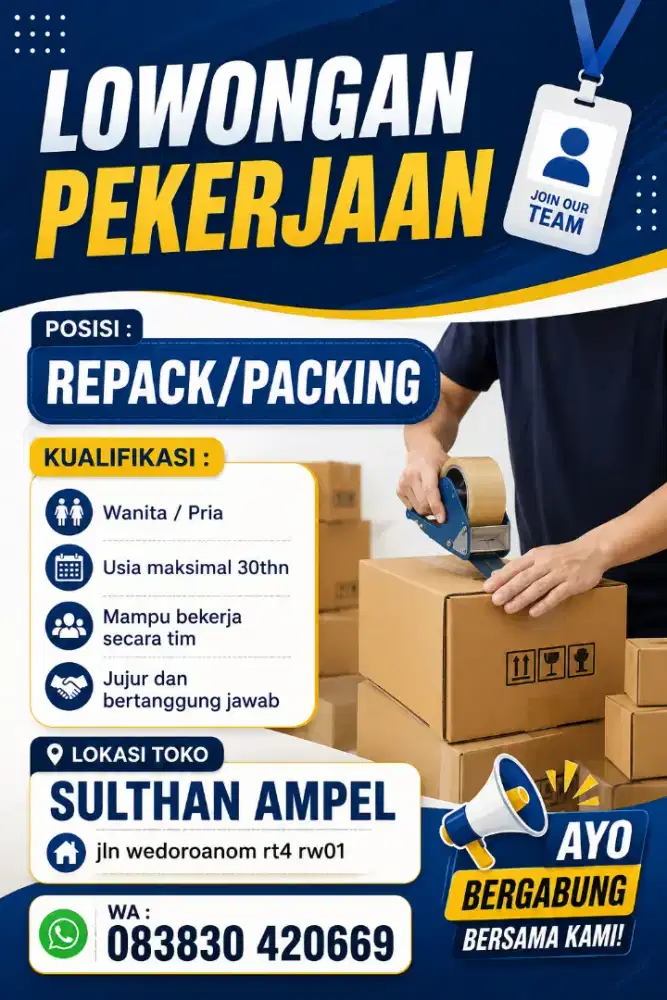 Staff toko - bagian repack dan packing