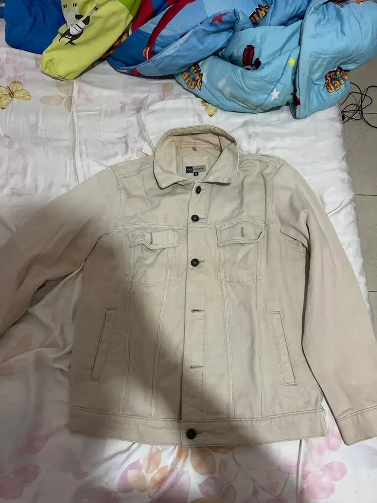 jaket denim krem