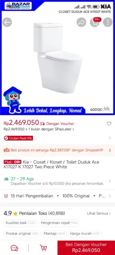 Kloset duduk KIA Ace K17027