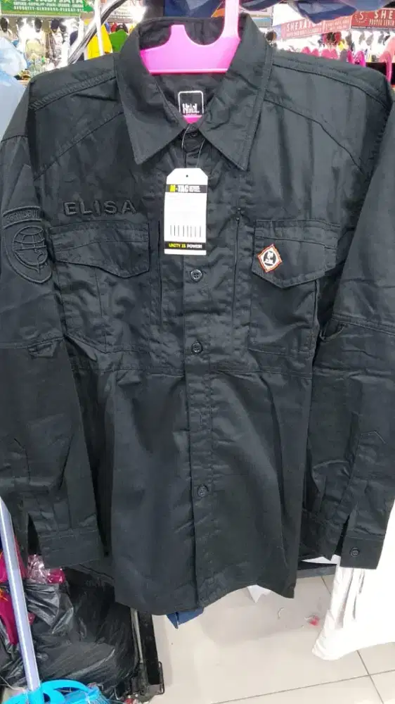 Baju lengan panjang tactical m-tek+bordir timbul depan blkng