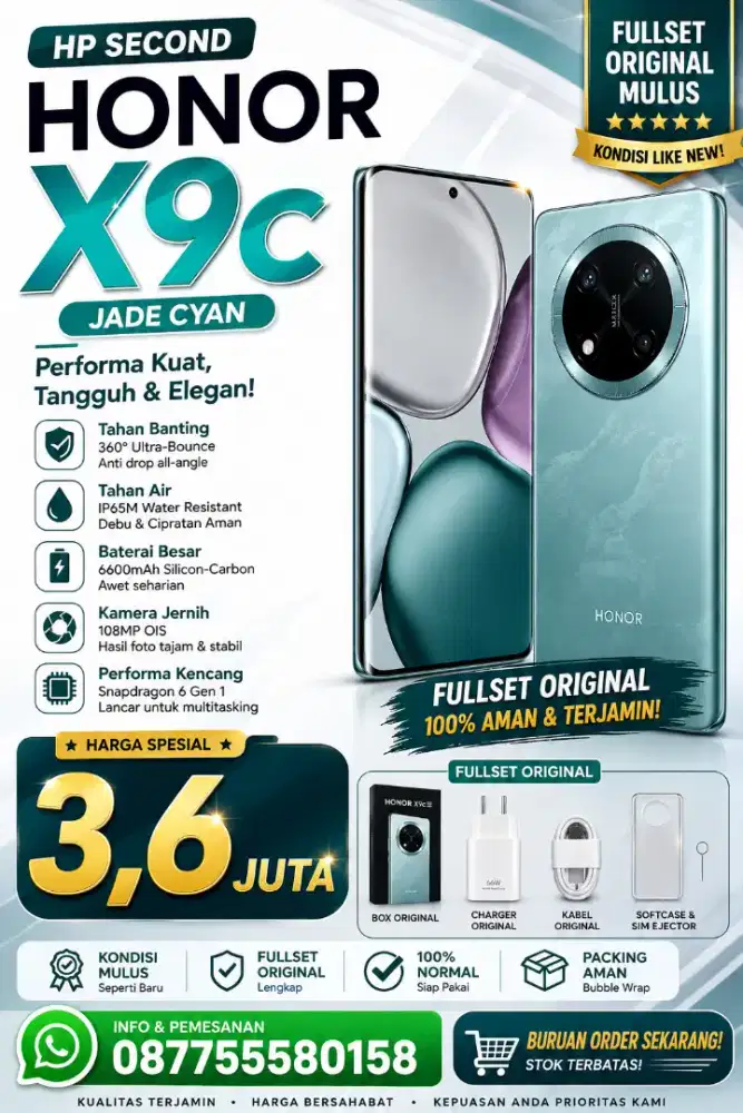 Honor X9c 5G Ram 12/256 Gb Fullset Original