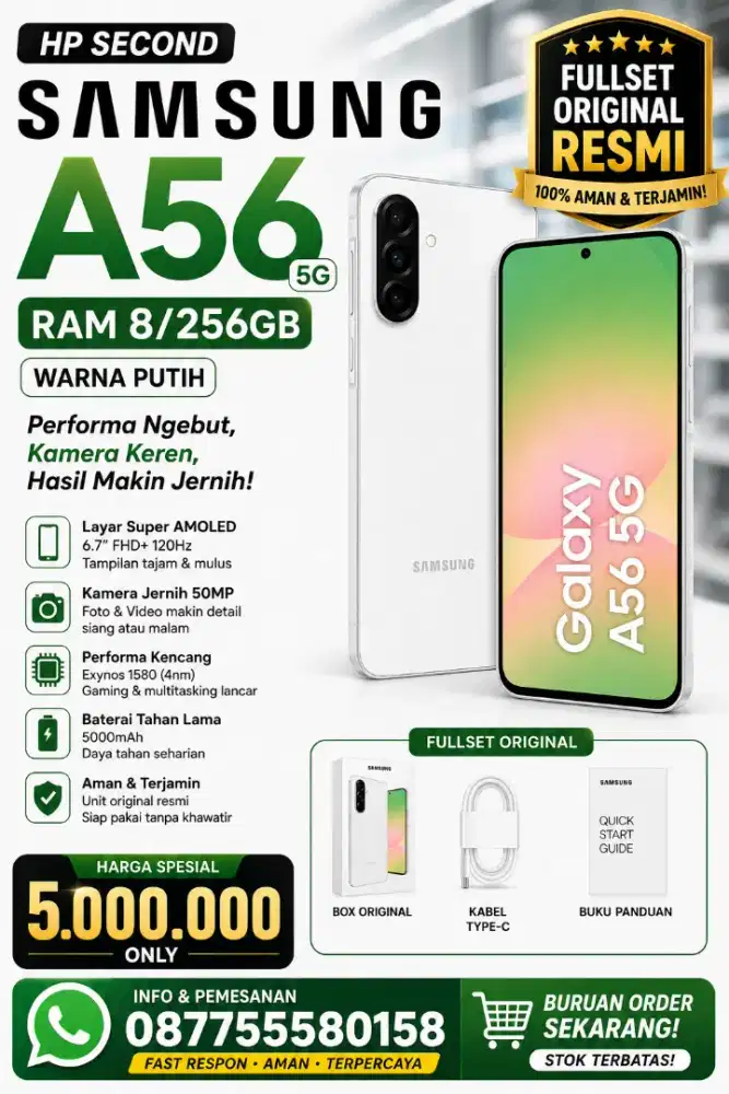 Samsung A56 5G Ram 8/256 Gb Fullset Original