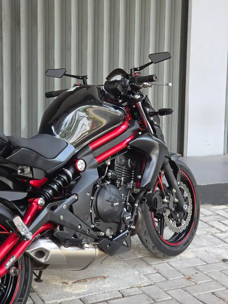 Moge Naked Kawasaki ER6N ABS th 2015 Red Chasis Like New Antik Modif