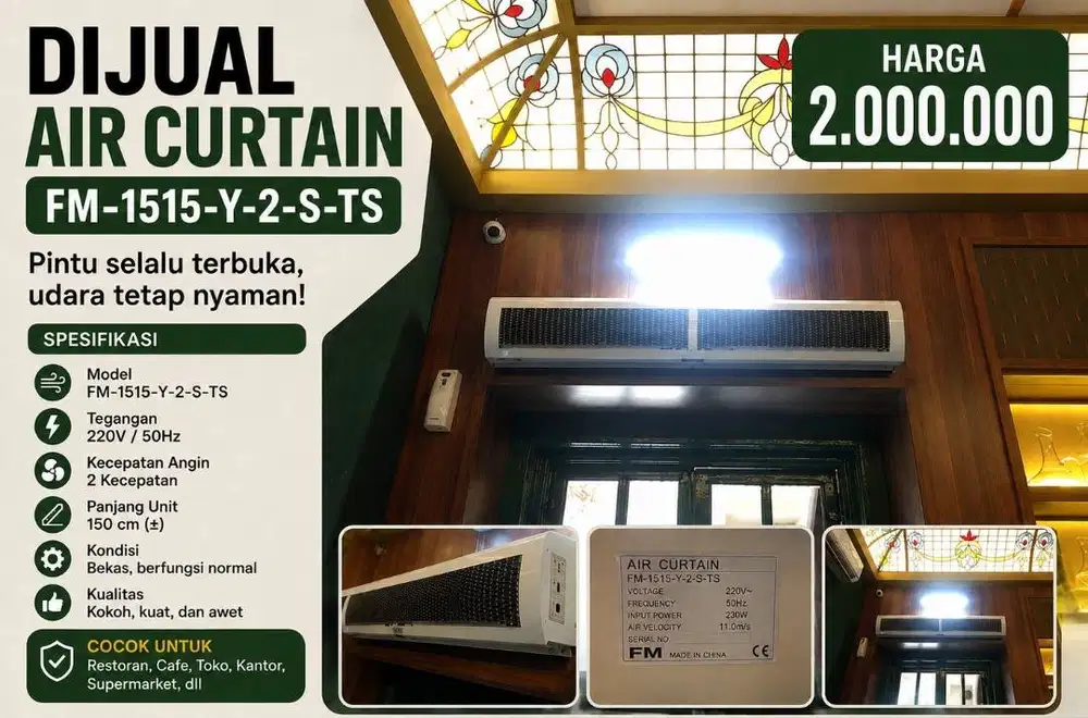 JUAL CEPAT AIR CURTAIN BEKAS RESTO