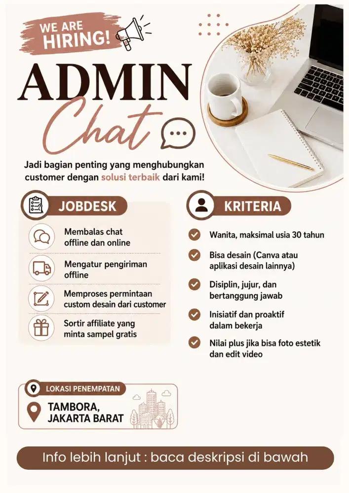 LOWONGAN KERJA ADMIN CHAT ONLINE SHOP MARKETPLACE SHOPEE TIKTOK
