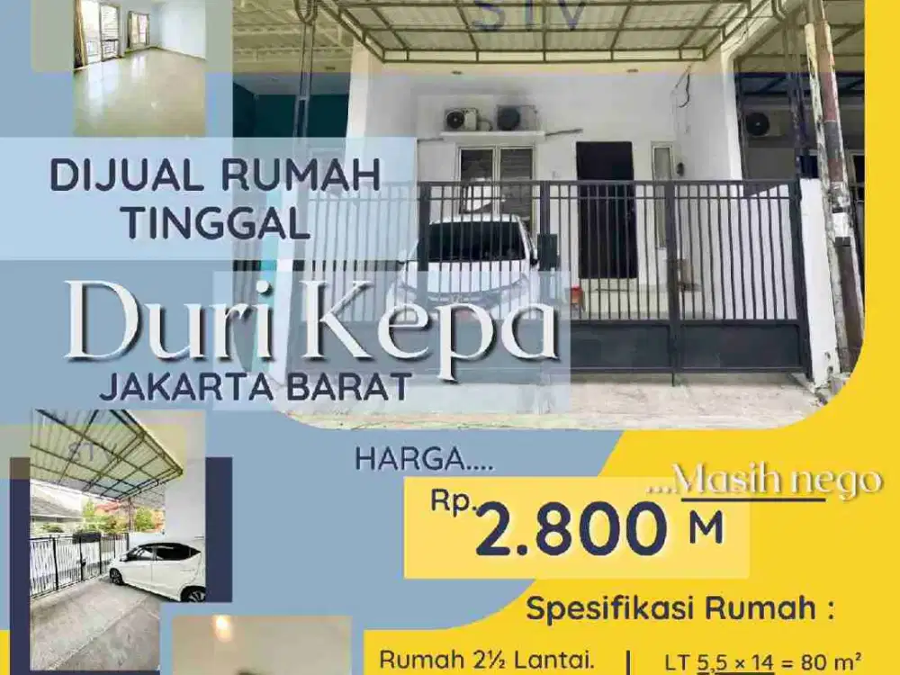 RUMAH  DURI KEPA 5,5x14 JAKARTA BARAT. SIAP HUNI