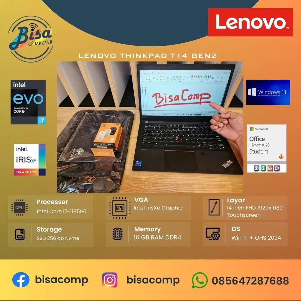 Lenovo Thinkpad T14 Gen2 Core i7 11th Gen 256gb Ram 16gb 14inchFHD