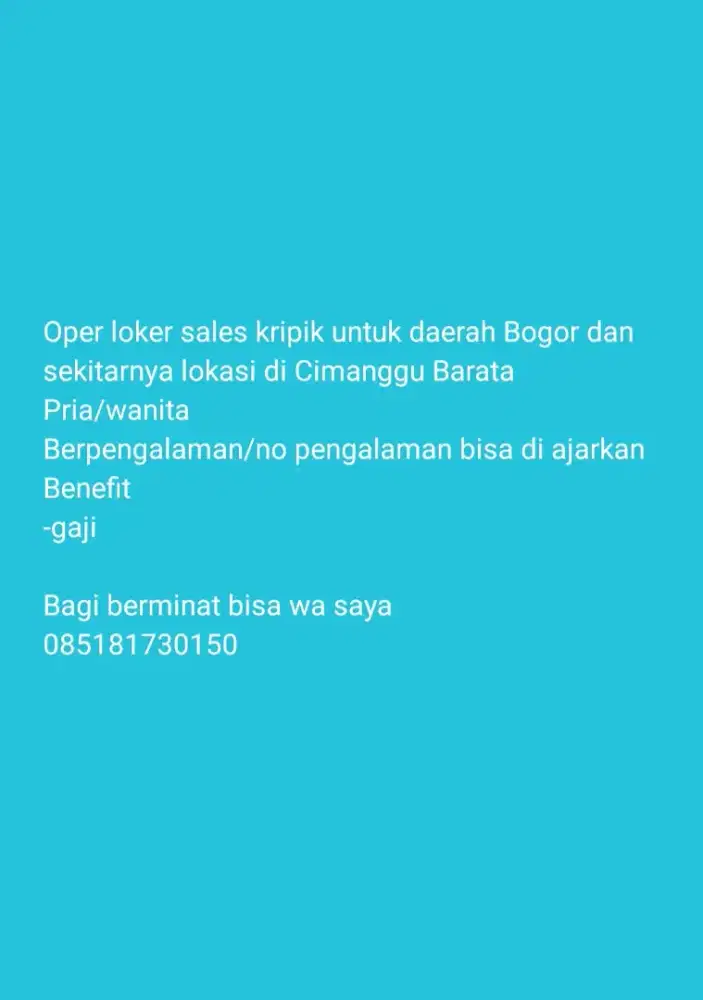 Lowongan kerja sales kripik