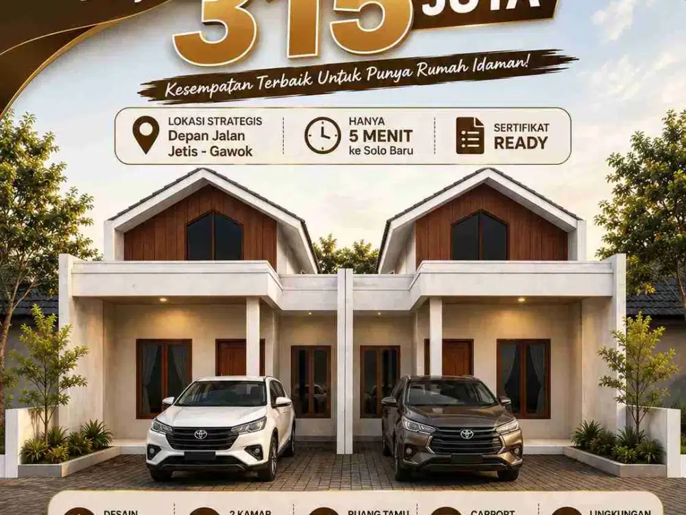 Promo harga spesial rumah depan jalan utama di Jetis Baki 5 menit ke solo baru sukoharjo