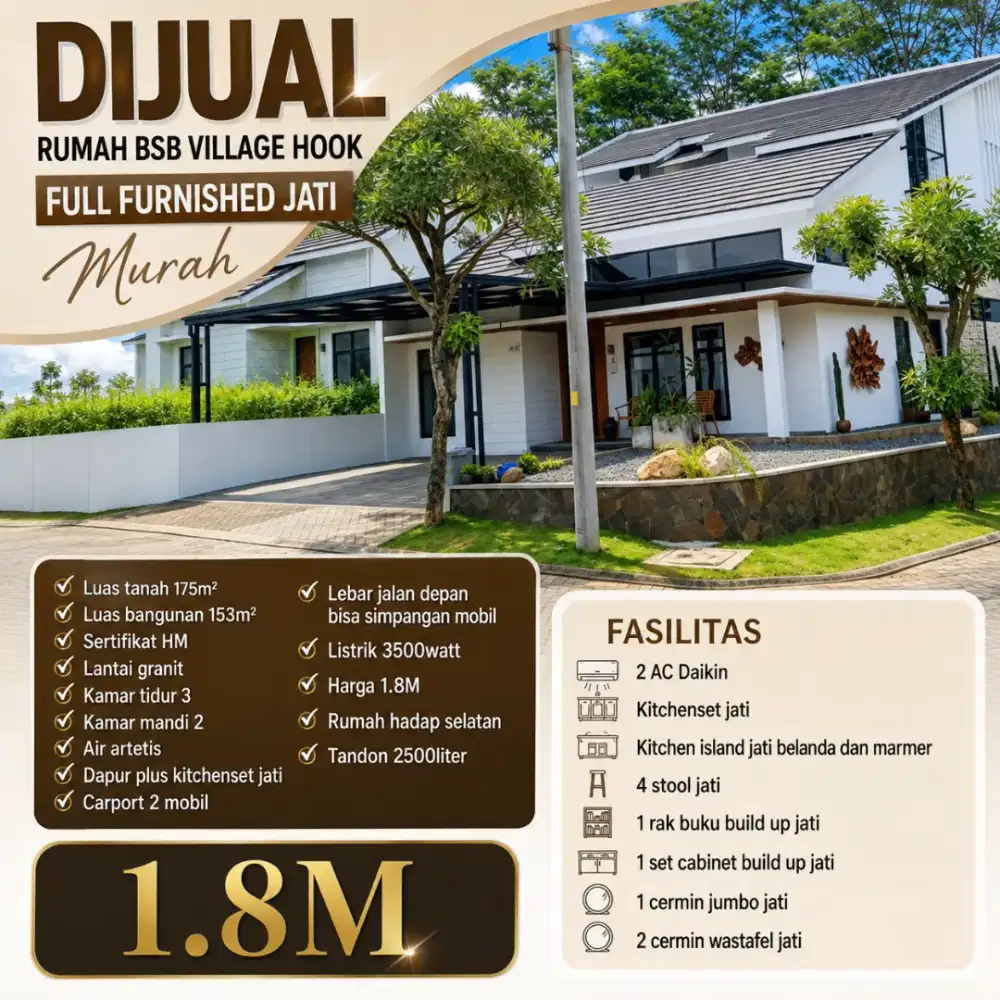 DIJUAL BSB VILLAGE FULL FURNISHED CEPAT SEGERA
