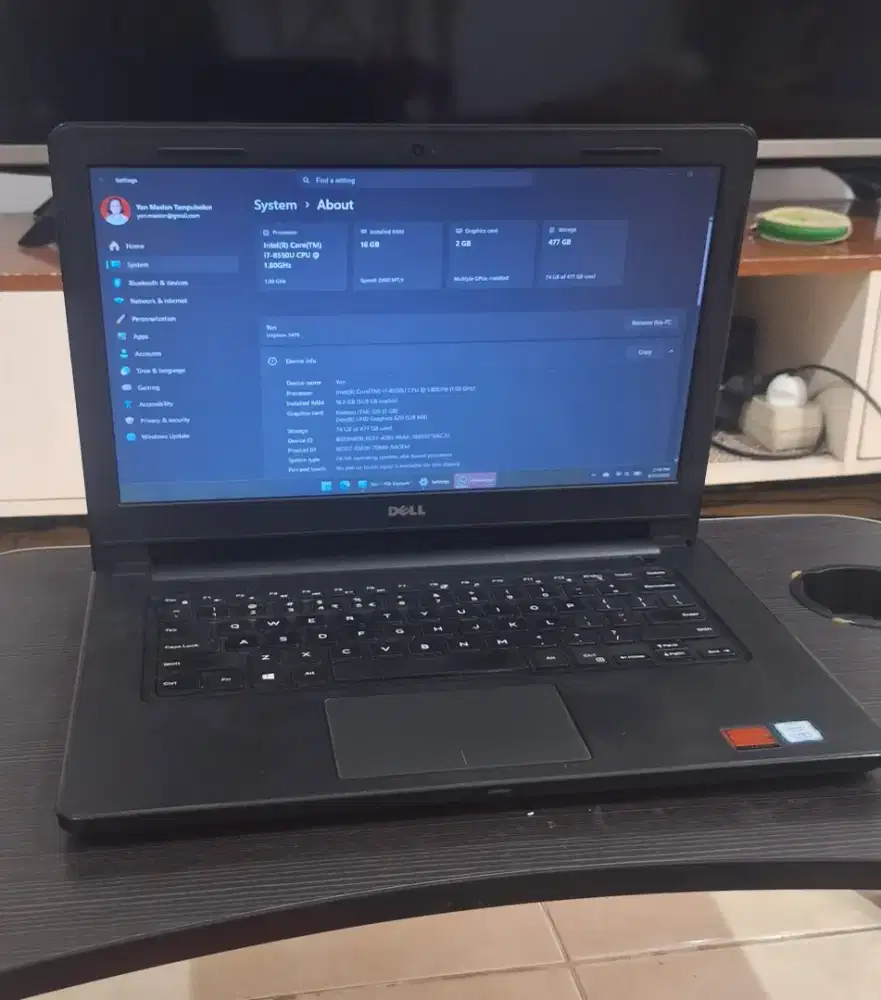 Dell Inspiron 3476 i7 ram 16GB hynix ssd 512 transcend