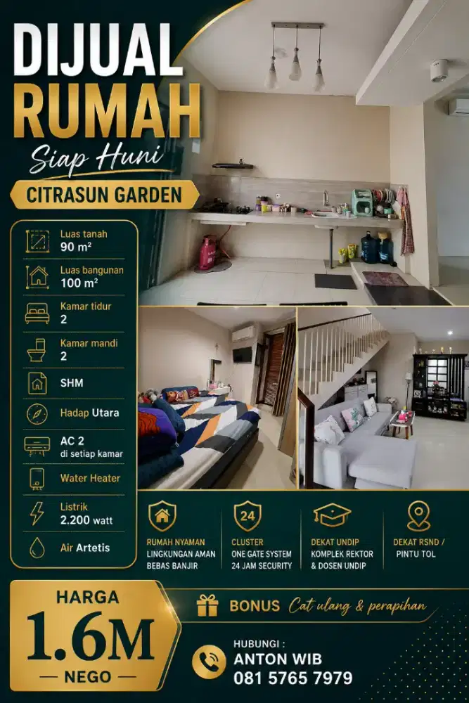 DIJUAL. CITRASUN GARDEN MURAH CEPAT 2LT VIEW