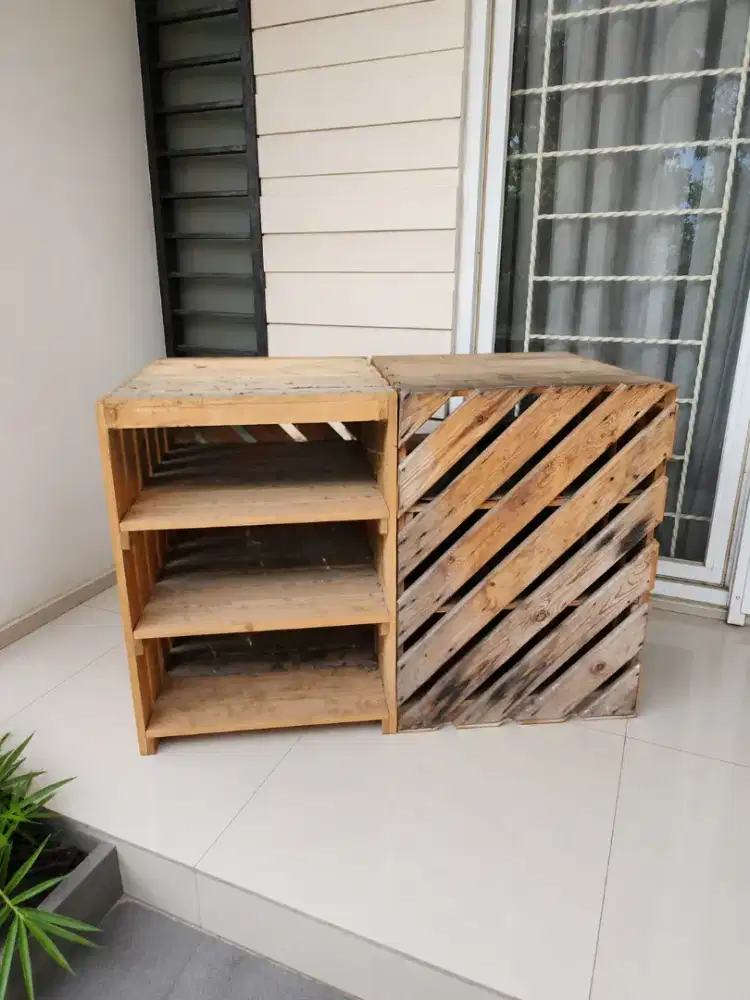 rak kayu pinus 3 tingkat