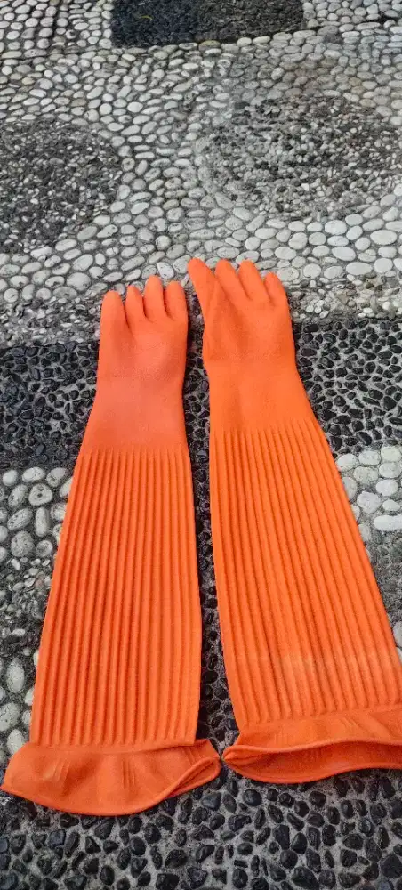 Sarung Tangan Karet Lateks Panjang 55-56 cm Size M Baru