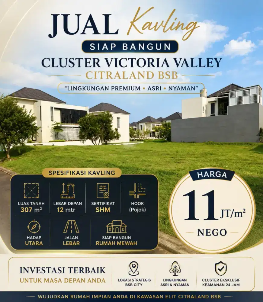 DIJUAL TANAH VICTORIA VALLEY LUAS BARU CEPAT SEGERA