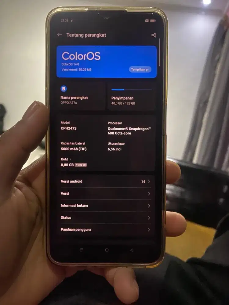 Oppo A77s ram 8 128gb