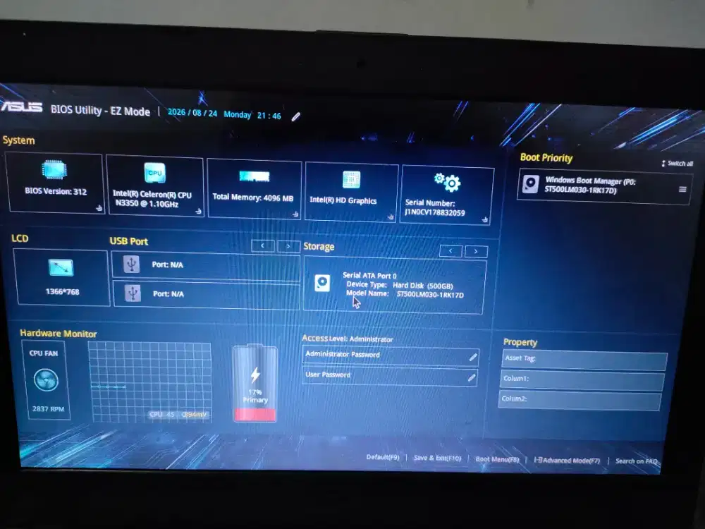 Laptop Asus Intel 2 Core Bekas