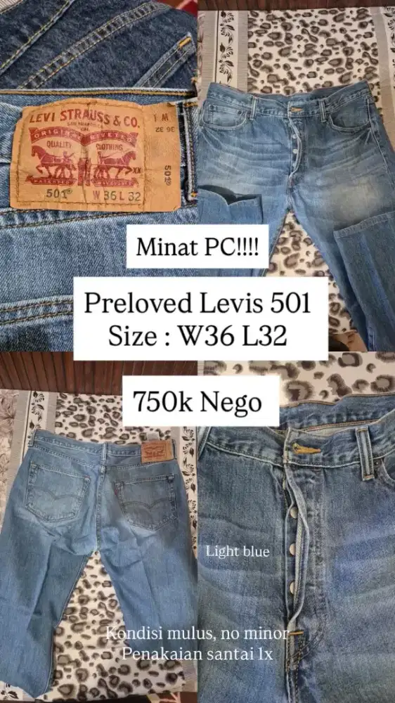 [Preloved] Levi's 501 W 36 L 32
