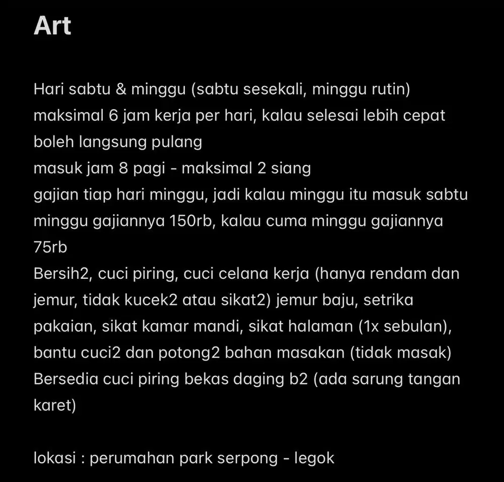 Dibutuhkan segera ART PP