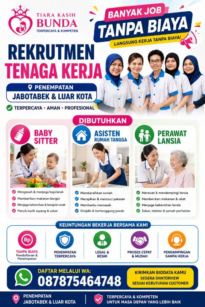 Banyak Lowongan lsg Kerja: Baby Sitter ART & Perawat Lansia Terpercaya