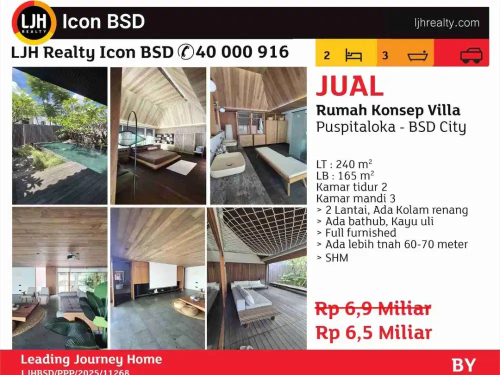 Di Jual Rumah Konsep Villa Puspitaloka BSD City