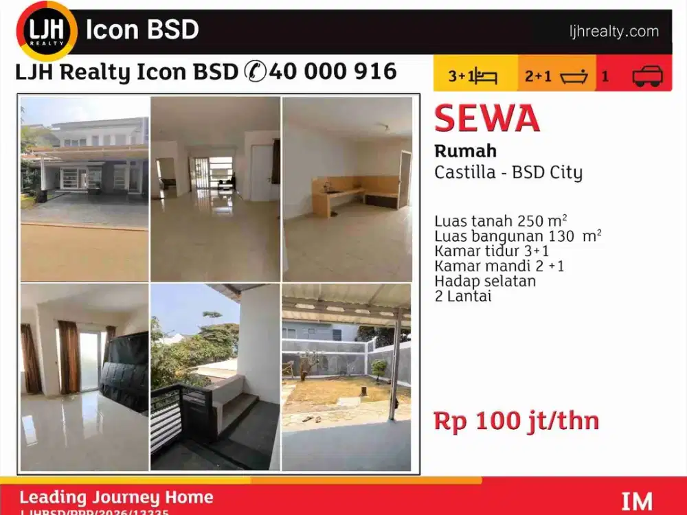 Disewakan Rumah Castilla BSD City