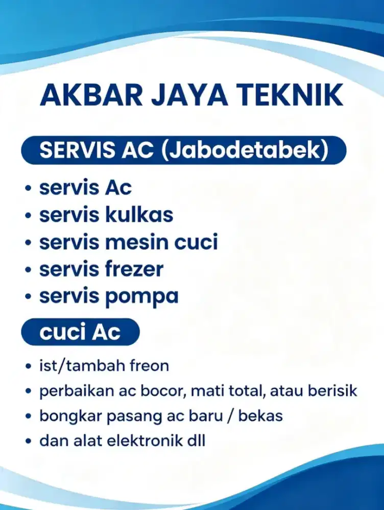 Jasa panggilan service AC kulkas mesin cuci flezer pompa air dll