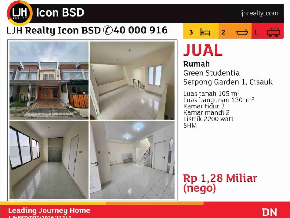 Di Jual Rumah Green Studentia Serpong Garden 1 Cisauk