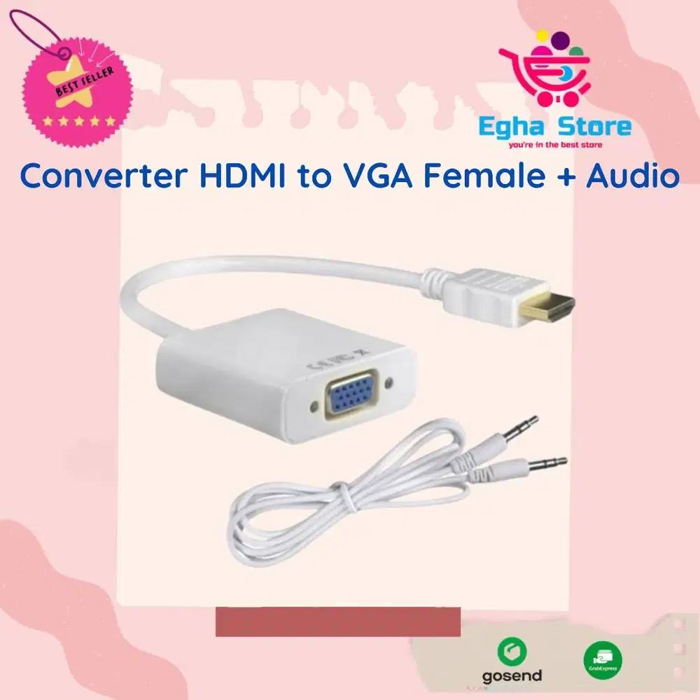 HDMI to VGA Converter with Input Port Audio and Cable AUX Jack 3.5mm