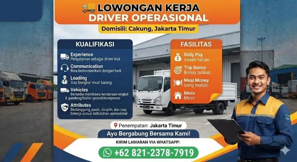 LOKER DRIVER TRUK OPERASIONAL - JAKARTA TIMUR