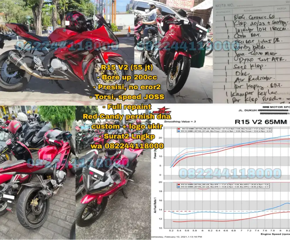 Motor Yamaha R15 V2 (Bore up)