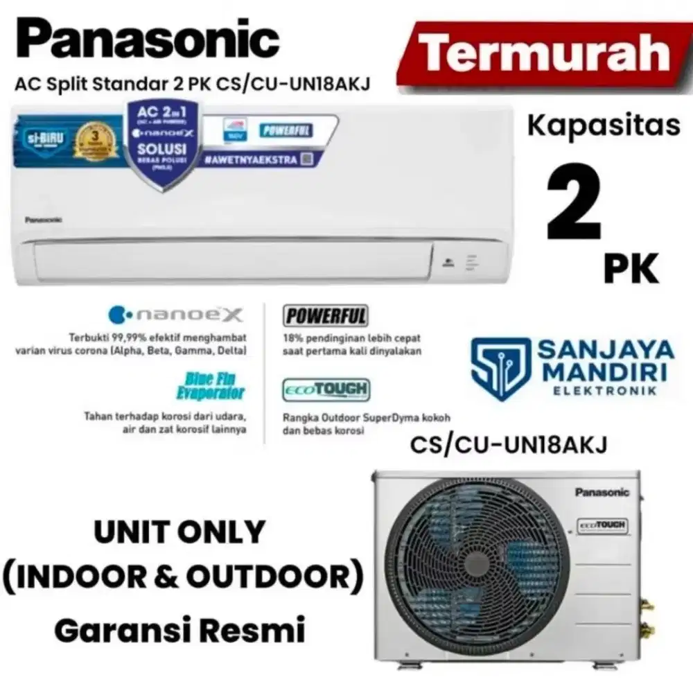 Panasonic AC Split Standard 2 PK Anti Bakterial R32 CS/CU-UN18AKJ