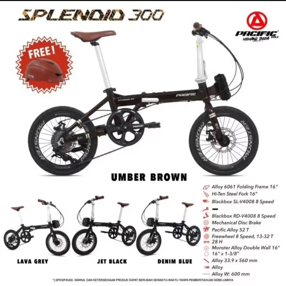 Sepeda lipat ukuran 16, splendid 300