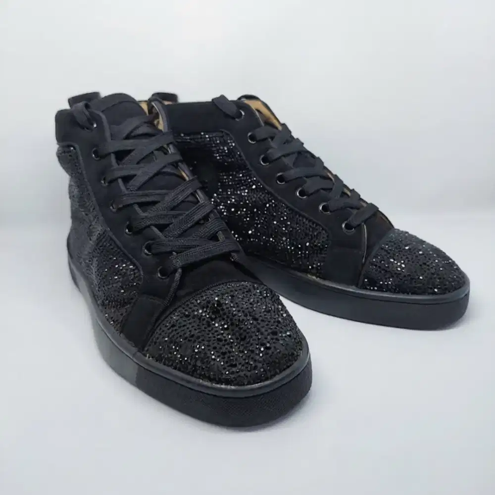 Christian Louboutin Louis Strass High-Top Suede Sneakers