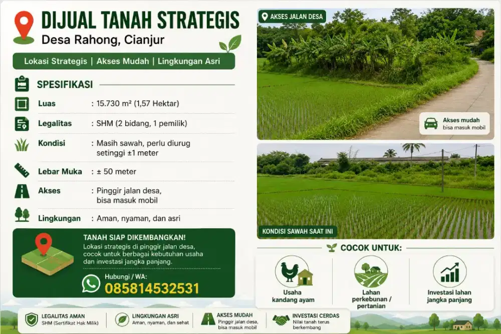 Tanah di jual cepat lokasi rahong cianjur
