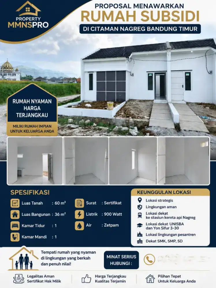 Rumah baru subsidi masuk mobil  di nagreg di taman
